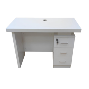 Office Desk 100×50cm – White Office Table with 3 Lockable Drawers