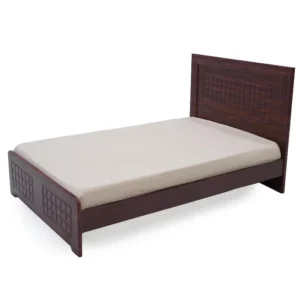 Double Bed 120×190cm with Plain Headboard – Mahogany