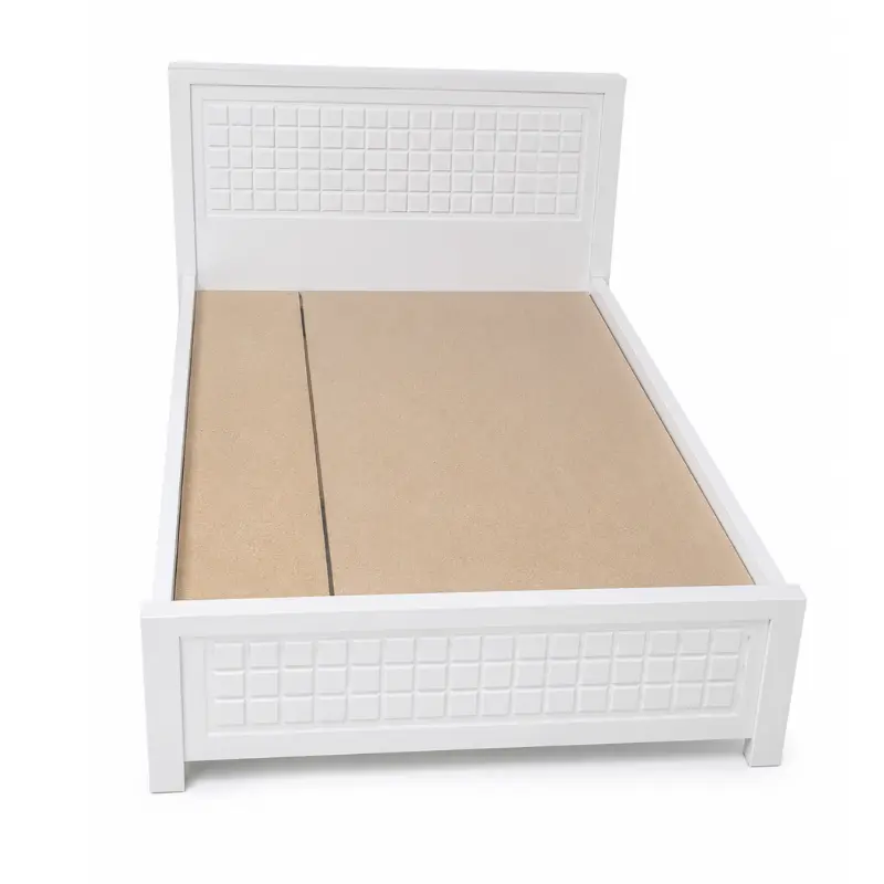 Double Bed 140×190cm with Panel Headboard – White