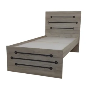 Double Bed 120×190cm with Decorative Headboard – Ash
