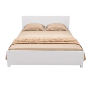 King Size Bed with Plain Headboard White