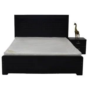 Queen Size Bed 160×200cm with Plain Headboard – Mahogany