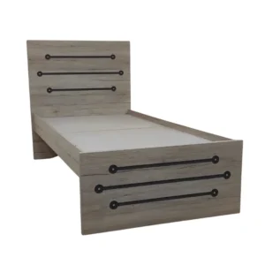 Single Bed 90×190cm with Decorative Headboard – Ash